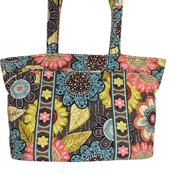 Vera Bradley Mandy Flower Shower Bag, Neoprene  Sleeve and Keychain Yellow Brown - Picture 5 of 13